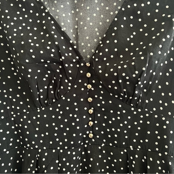 CISTAR M Black White Polka Dot Bow Tie Dress Large - Picture 5 of 8